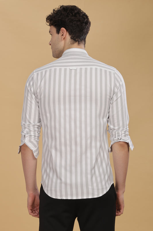 HAITCH Oxford Cotton Grey Stripes Shirt