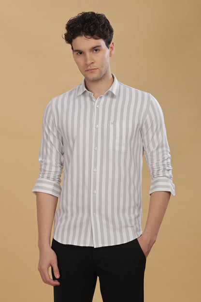 HAITCH Oxford Cotton Grey Stripes Shirt