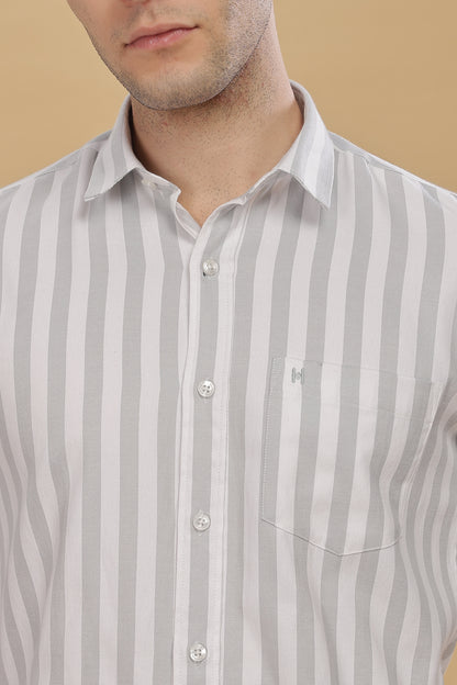 HAITCH Oxford Cotton Grey Stripes Shirt
