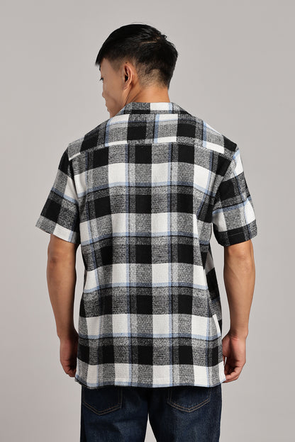 Blue-Black Checkered Cuban Half-Sleeve Shirt