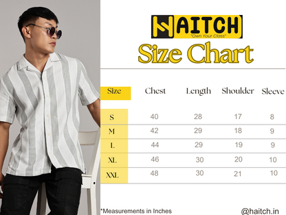 Grey & White Vertical Stripe Cuban Shirt