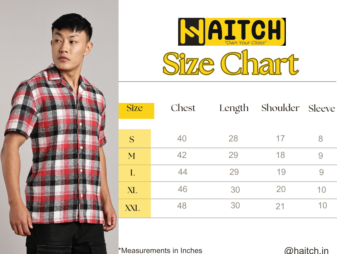 Red Black Tartan Cuban Half-Sleeve Shirt
