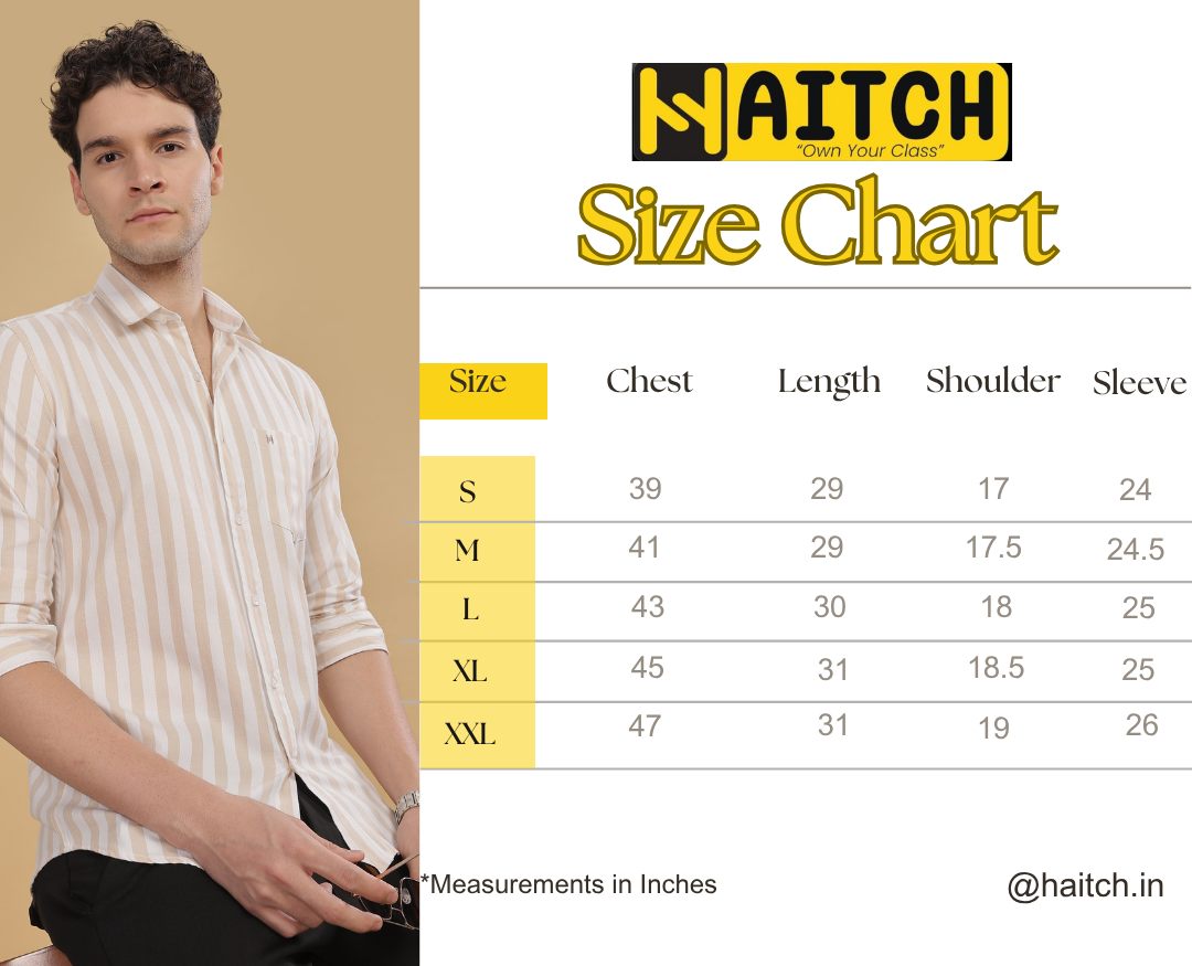 HAITCH Oxford Cotton Beige Stripes Shirt