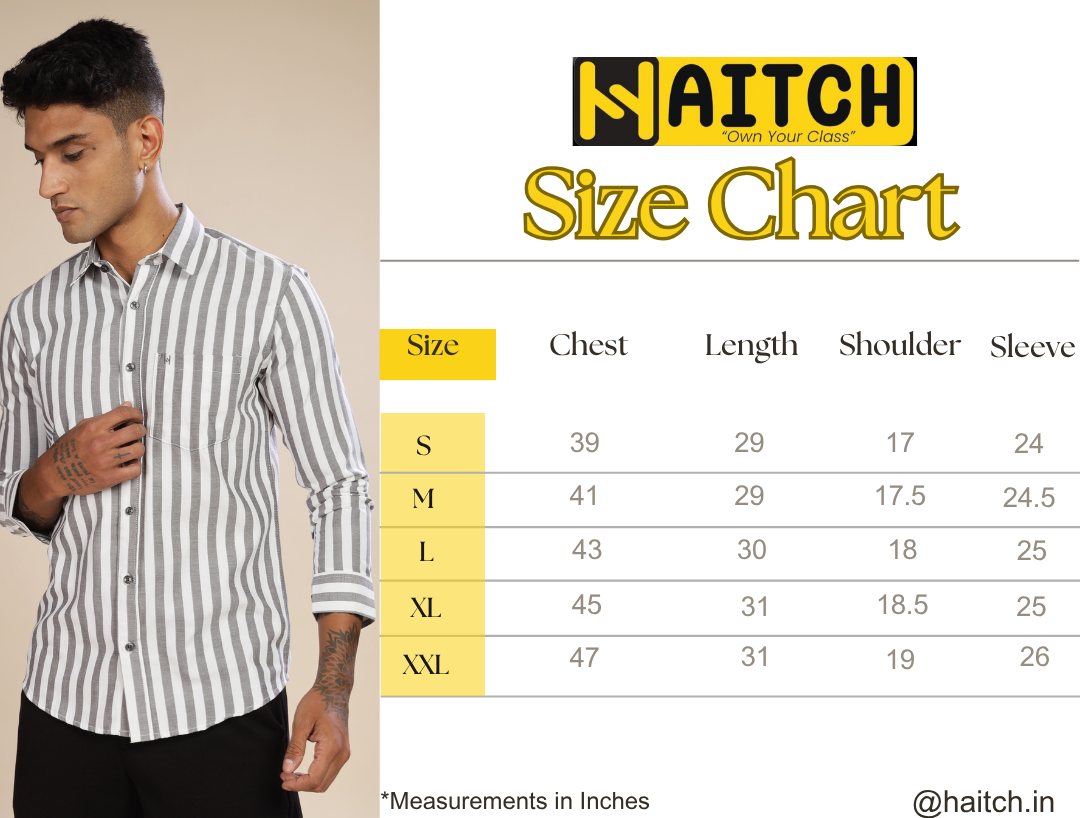 HAITCH Oxford Cotton Charcoal Stripes Shirt